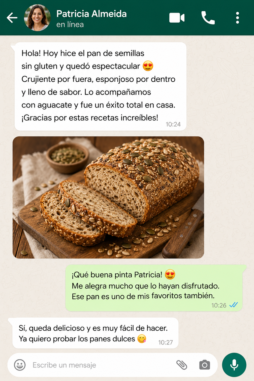 Conversación sobre pan de semillas sin gluten