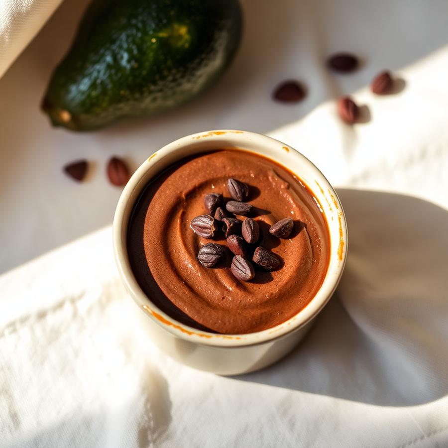 Mousse de chocolate y aguacate sin azúcar refinada