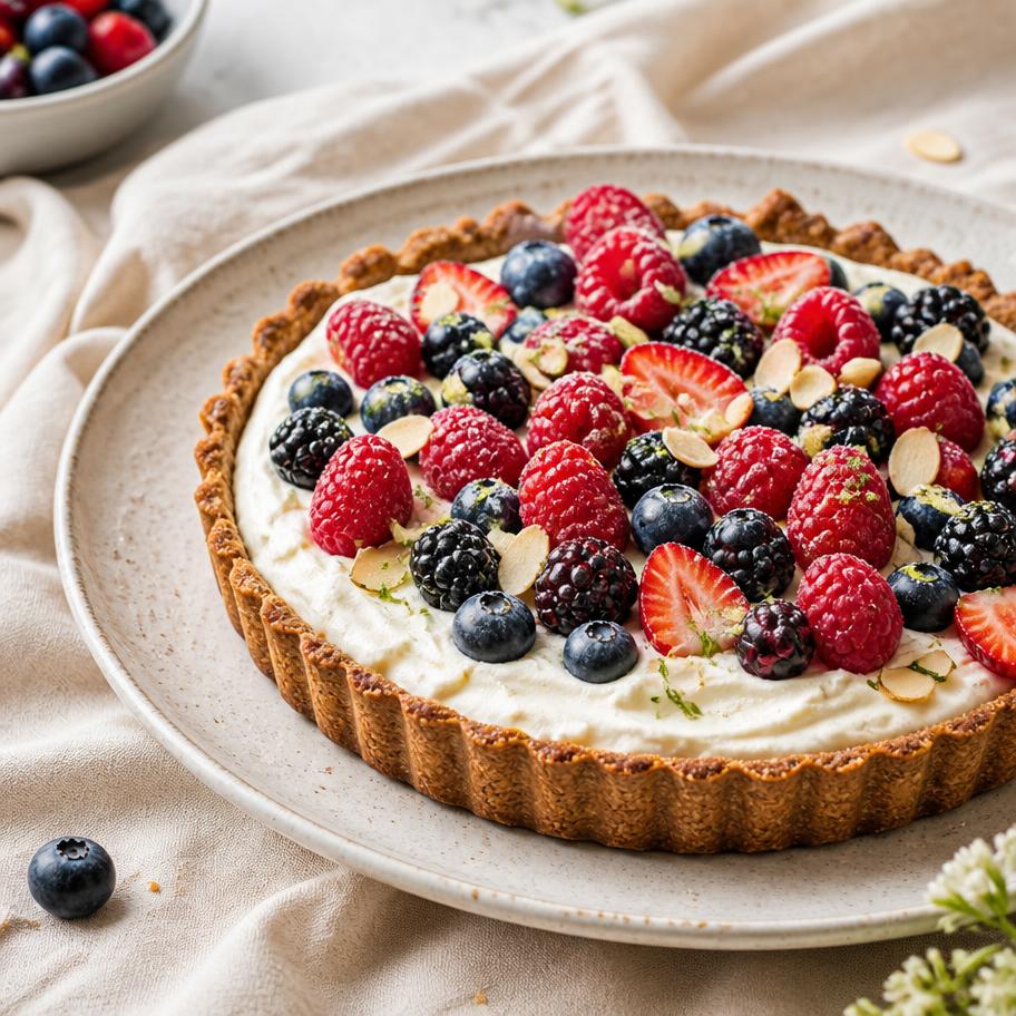 Tarta de frutos rojos sin gluten ni lactosa